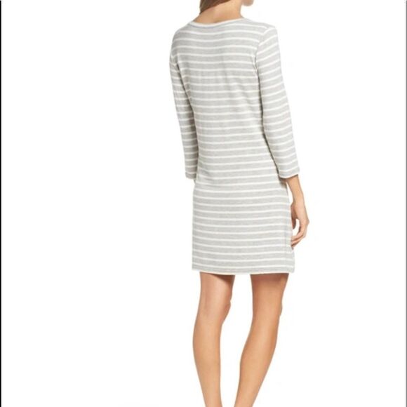 BB Dakota Adeline heather gray/white stripe stretch t shirt style shift midi. M. - Picture 2 of 8